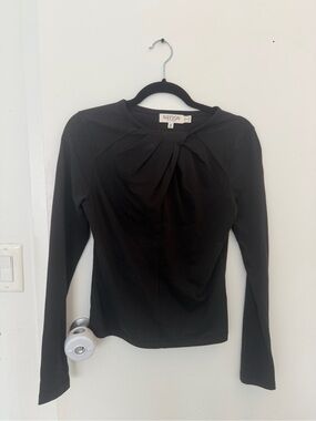 Nation LTD Black Long Sleeve Pleated Neck Tee